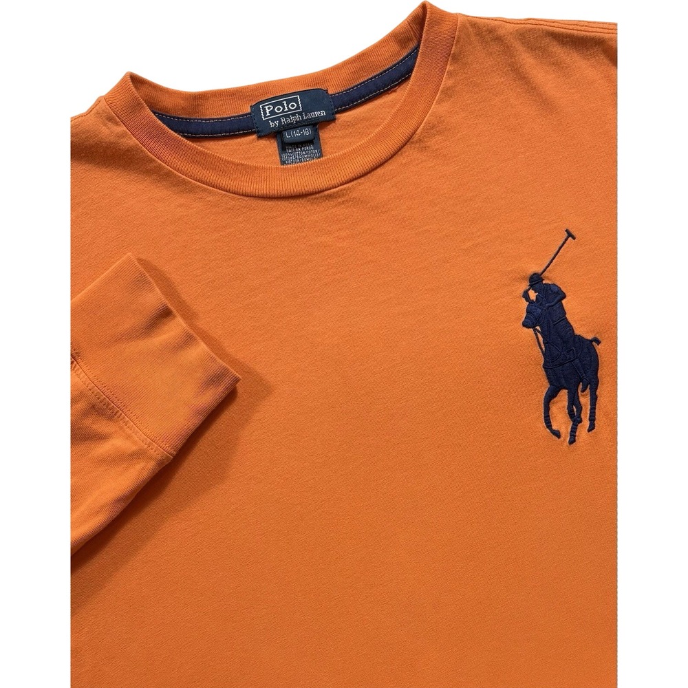 Polo Ralph Lauren Boys Shirt Large Big Pony Orange Long Sleeve - 675